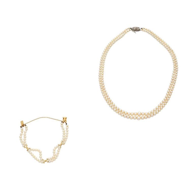 Cultured Pearl Necklace and Bracelet