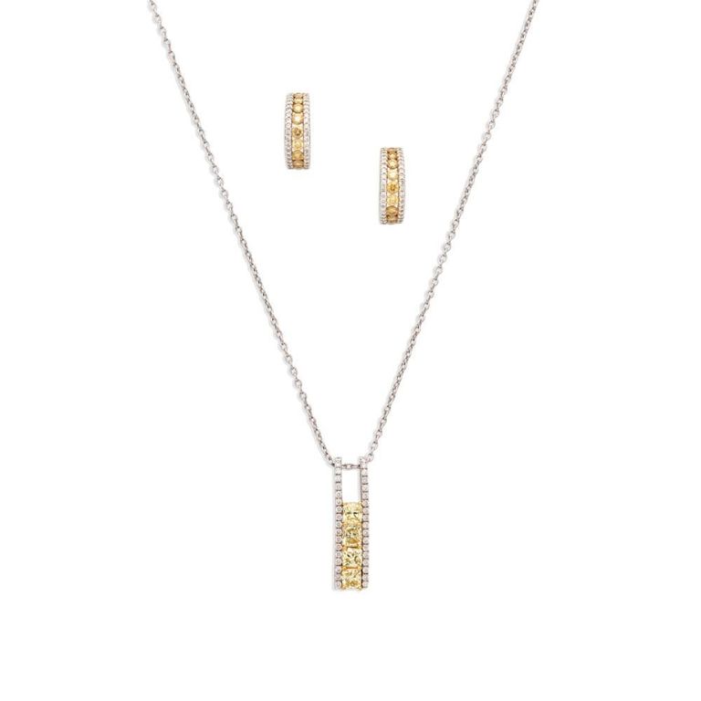 Diamond Pendant Necklace and Earrings