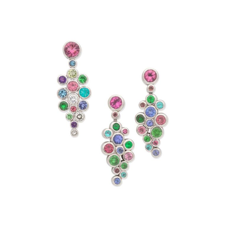 White metal and platinum gem-set earrings