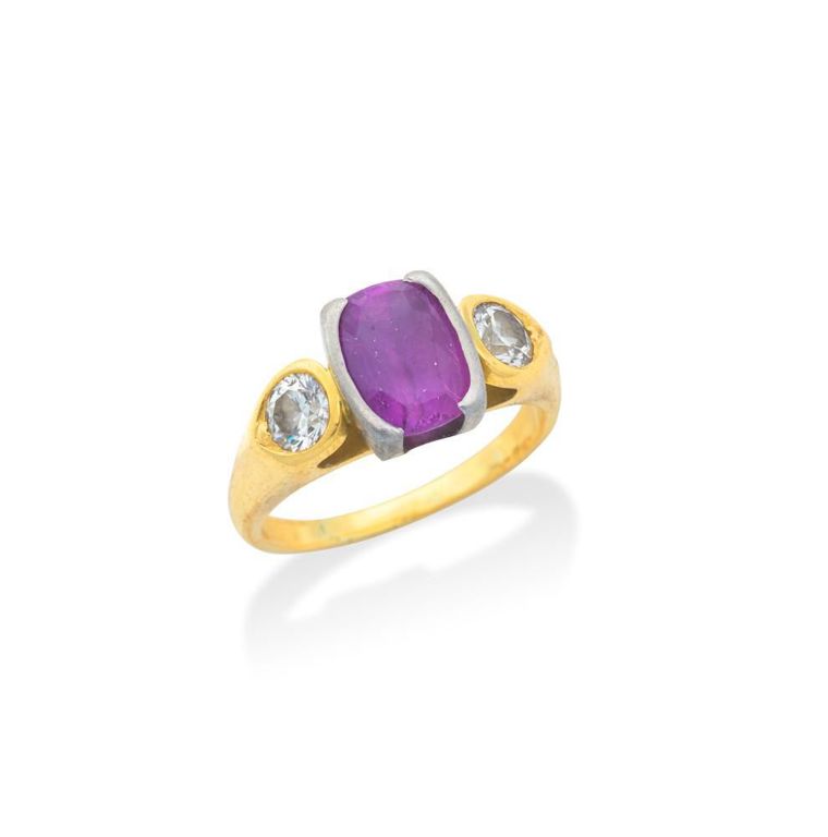 Pink Sapphire and Diamond Ring