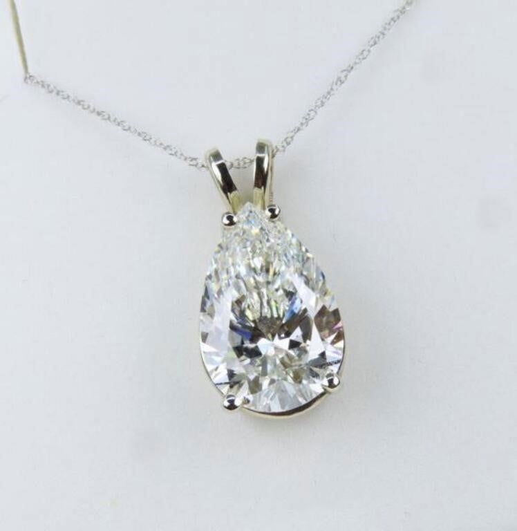 14k White Gold Synthetic Diamond Pendant