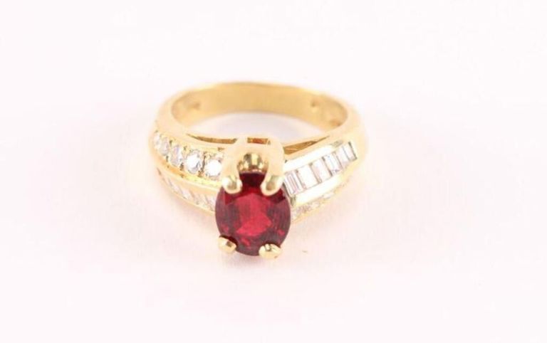14k Yellow Gold Ruby and Diamond Ring
