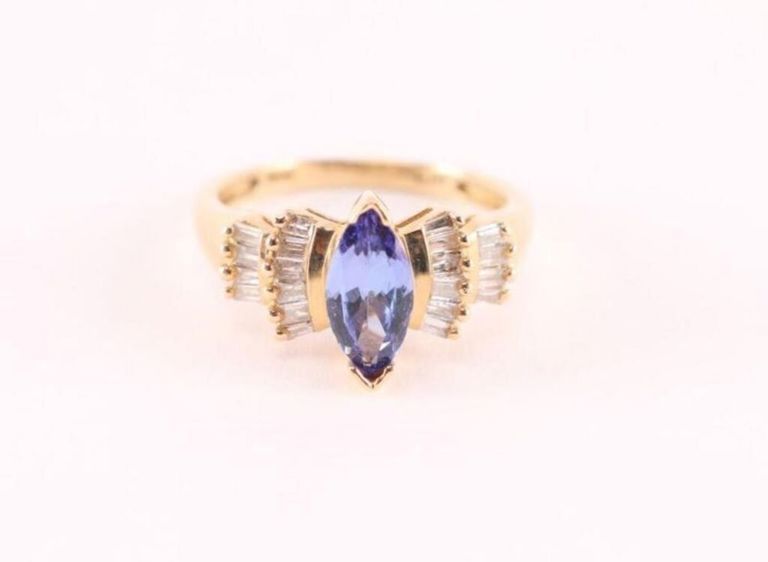 14k Yellow Gold Tanzanite and Diamond Ring