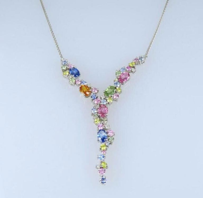 14k Gold Sapphire and Diamond Pendant Necklace