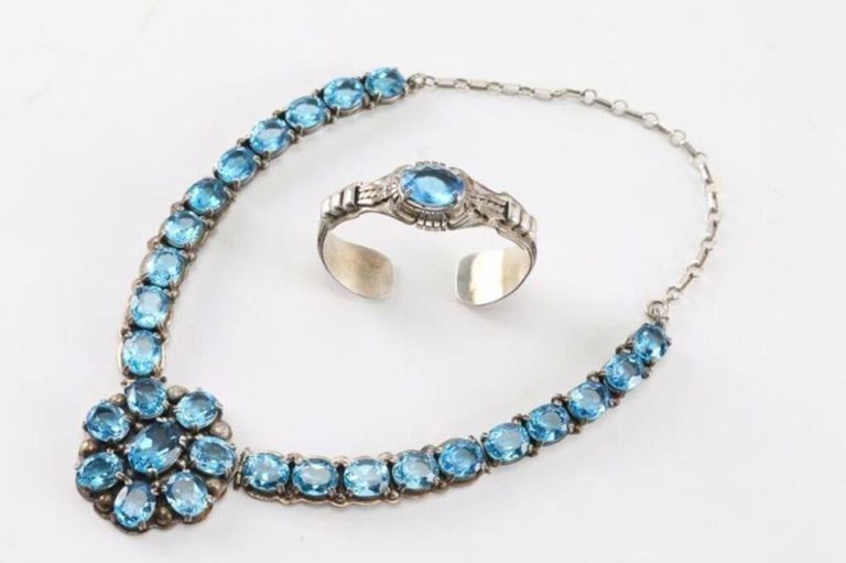 Sterling Silver Blue Topaz Jewelry Set