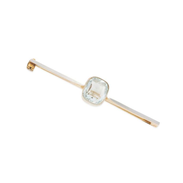 Platinum and 14k Gold Aquamarine Brooch