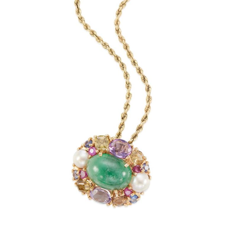 14k Yellow Gold Gem-Set Pendant Necklace