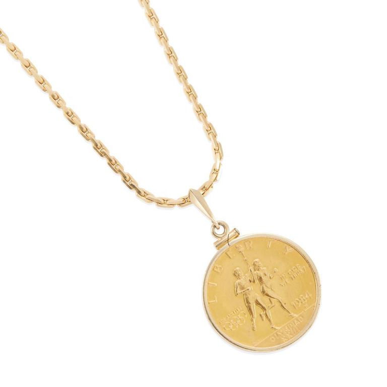 Yellow Gold Coin Pendant Necklace