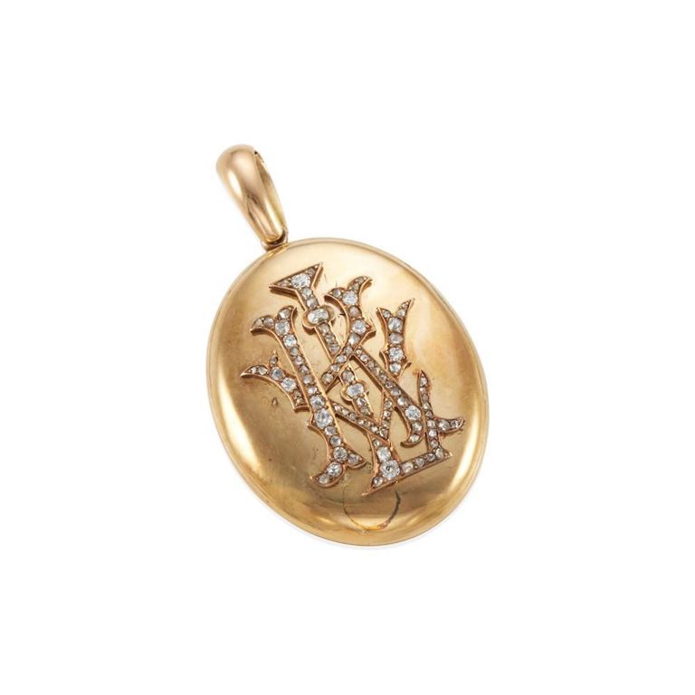 14k Yellow Gold and Diamond Initial Locket Pendant
