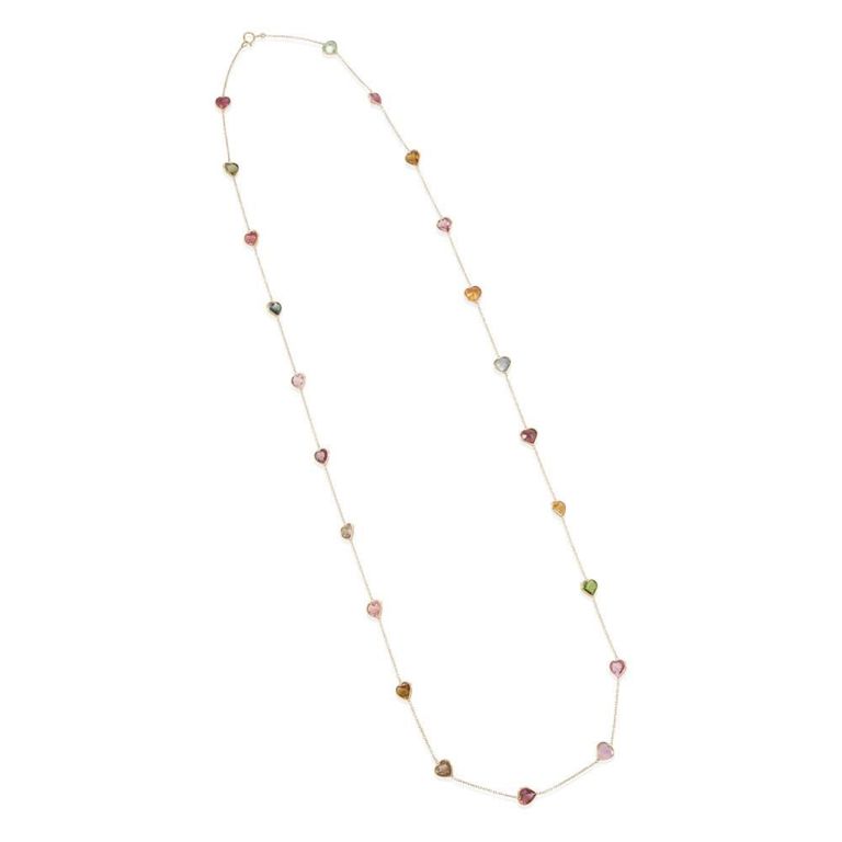 18k Yellow Gold Multicolor Tourmaline Necklace