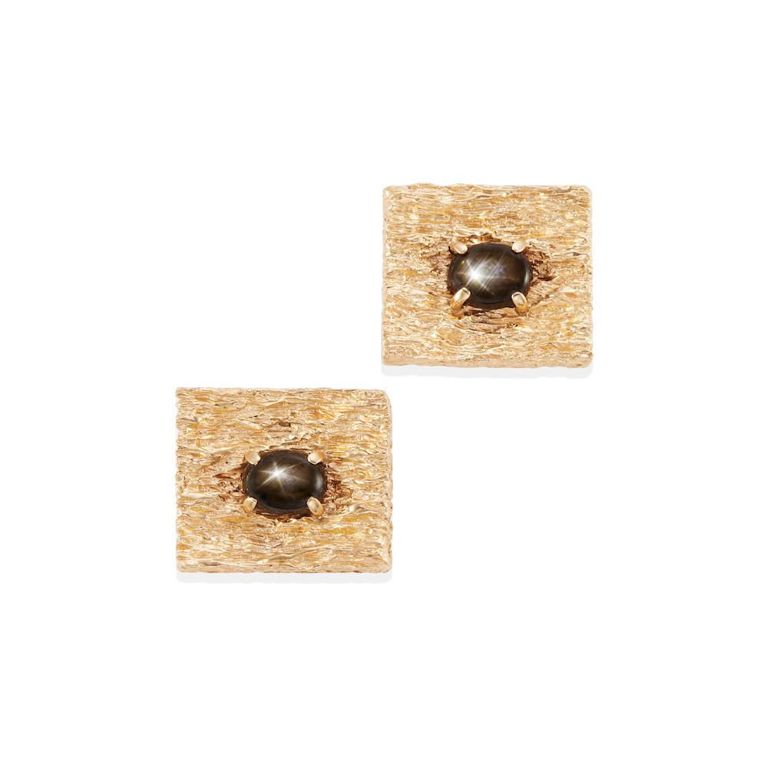 14k Yellow Gold Star Sapphire Cufflinks