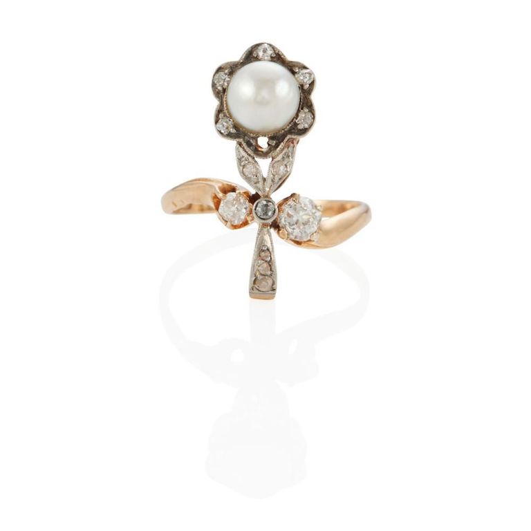 Mabe Pearl and Diamond Ring