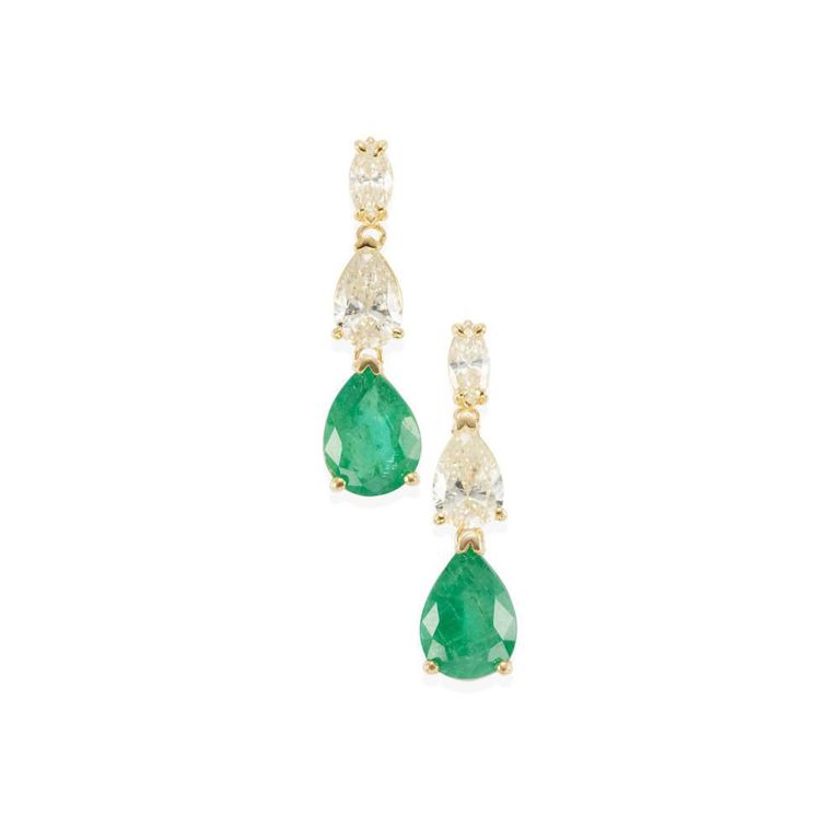 Emerald and Diamond Earrings