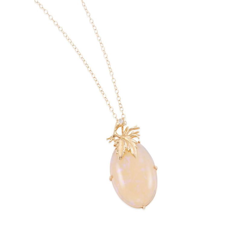 Opal and Diamond Pendant Necklace