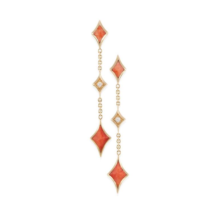 Spiny Oyster and Diamond Earrings