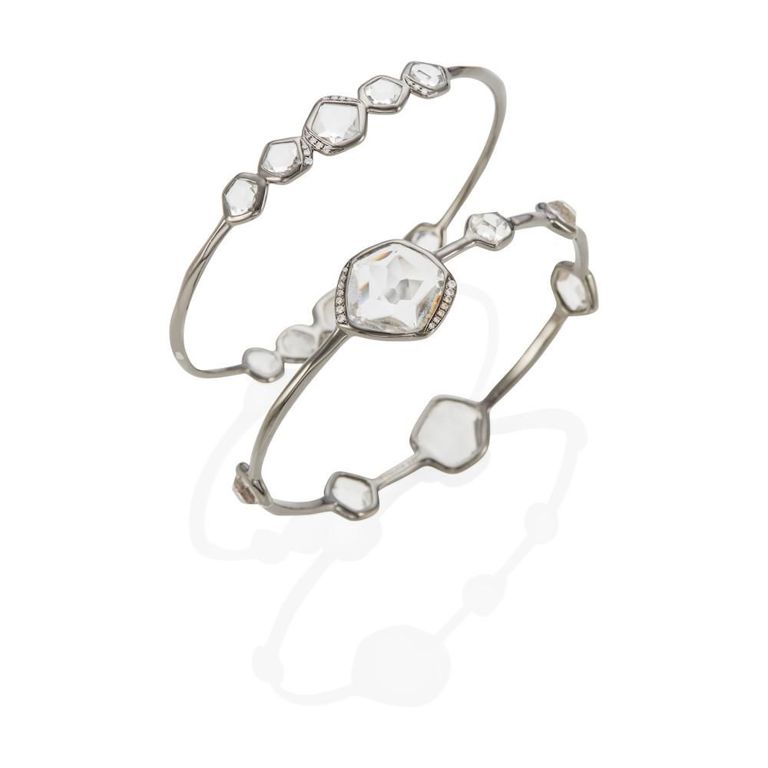 Sterling Silver Quartz and Diamond Bangles