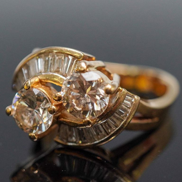 14k Yellow Gold Diamond Bypass Ring