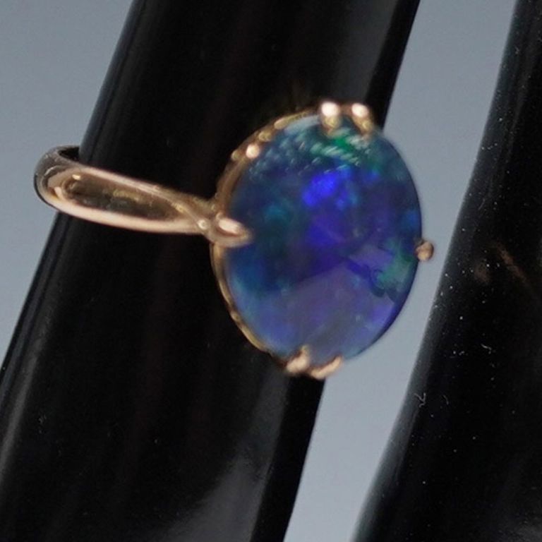 14k Gold Black Opal Ring