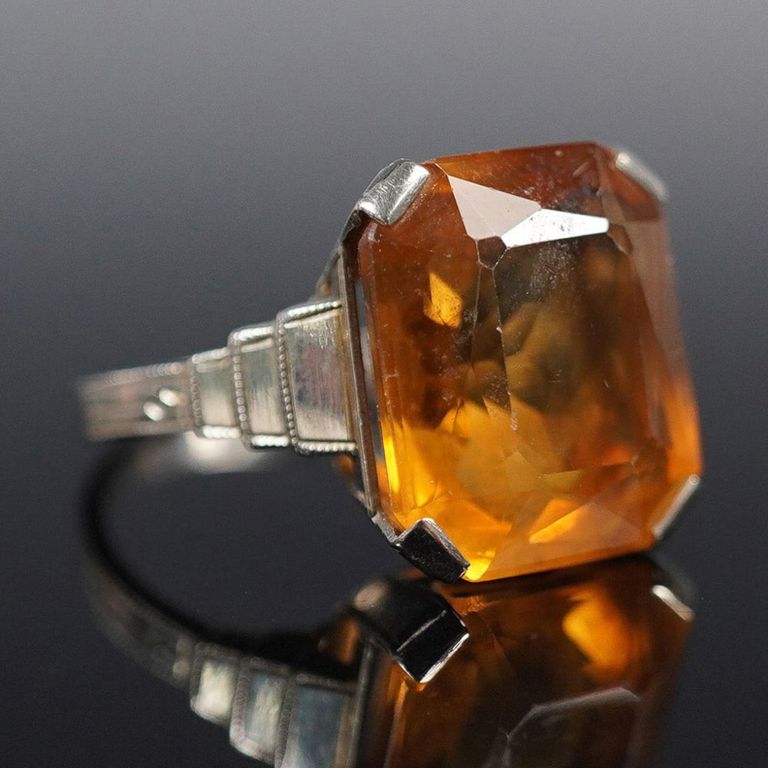 14k White Gold Citrine Ring