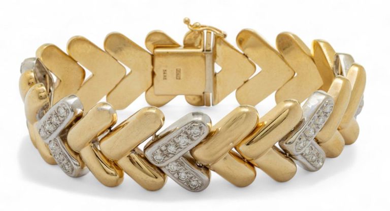 14k Yellow and White Gold Diamond Bracelet
