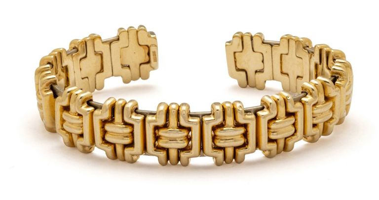 14k Yellow and White Gold Slide Link Cuff Bracelet