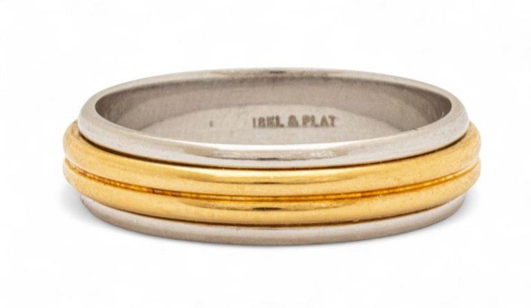 18k Yellow Gold and Platinum Gent's Band