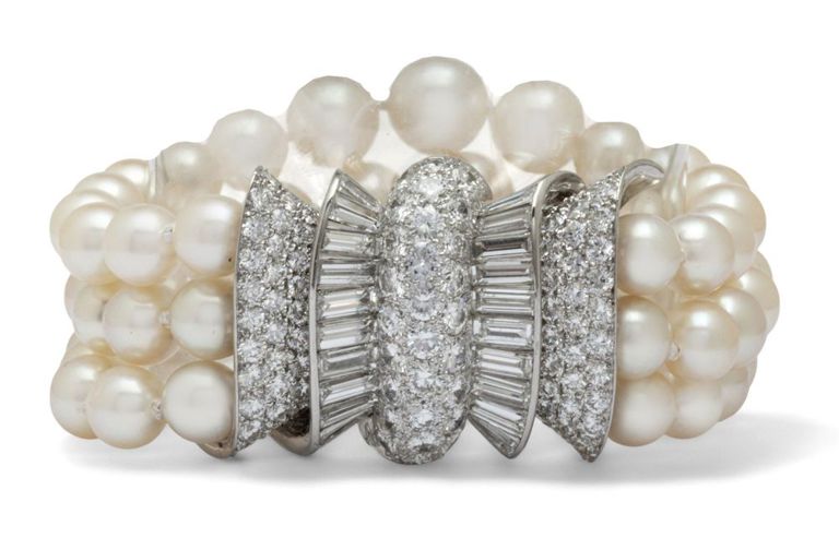 Cultured Pearl and Diamond Bracelet