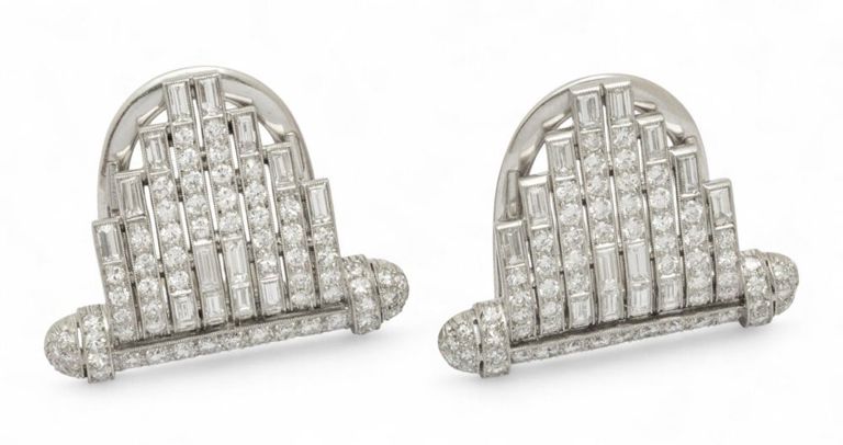 Art Deco Diamond Dress Clips