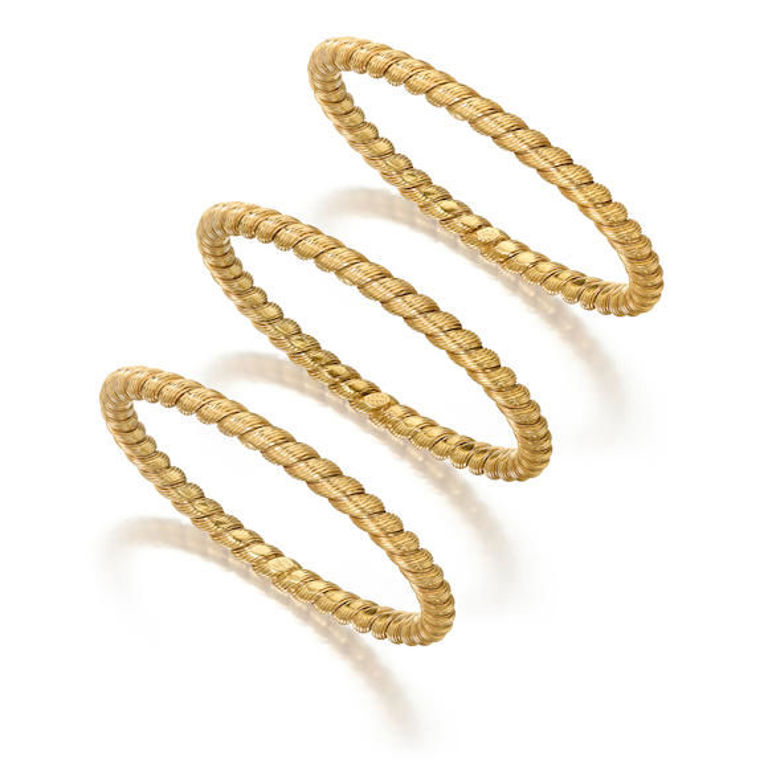18k Gold Twisted Rope Bangle Set