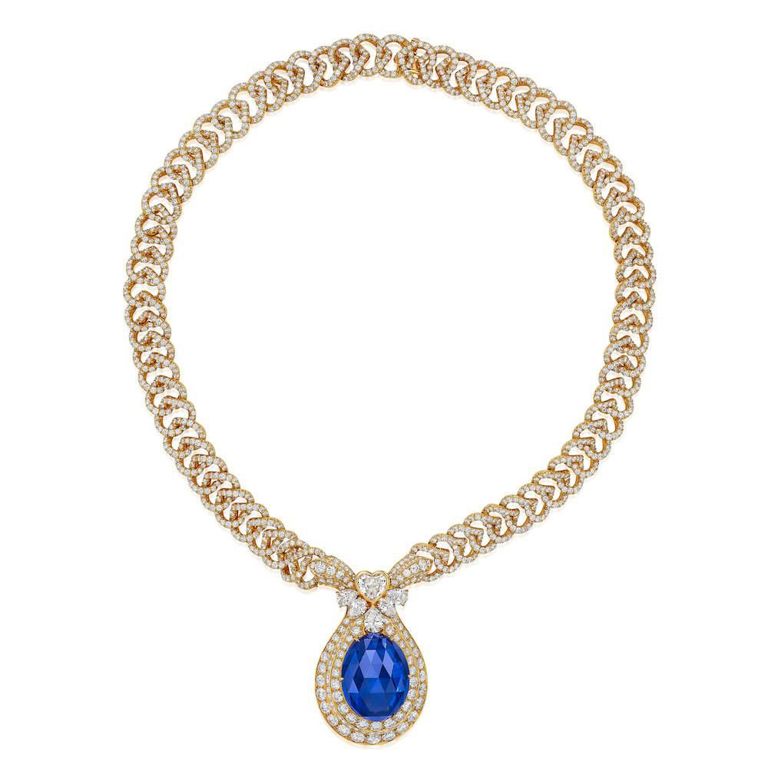 18k Gold Sapphire and Diamond Necklace/Brooch