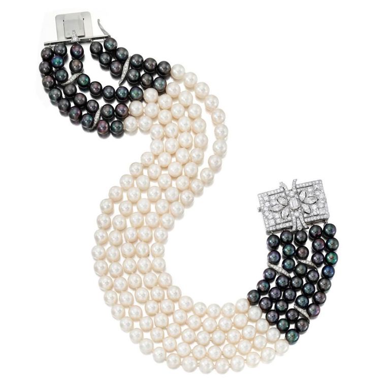 Cultured Pearl and Diamond Multi-Strand Necklace