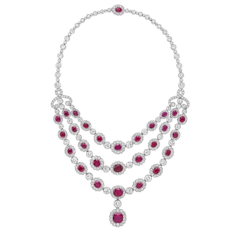 Platinum Ruby and Diamond Necklace