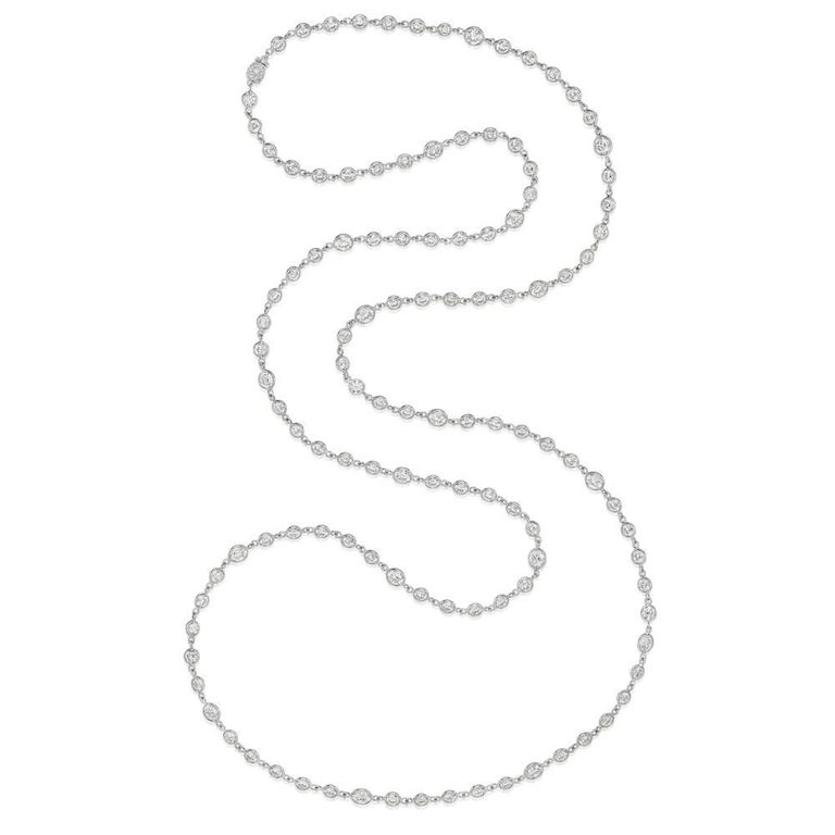 18k White Gold Diamond Station Necklace