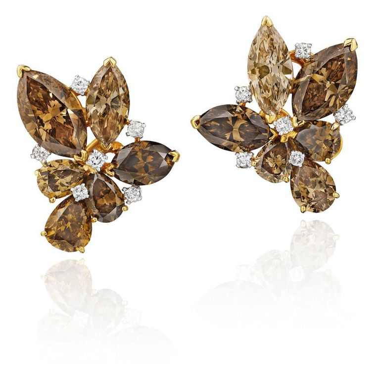 18k Gold Colored Diamond Earclips