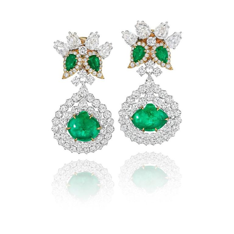 Emerald and Diamond Earclips