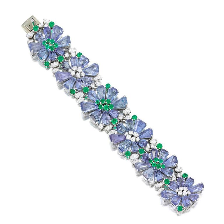 Platinum and 18k White Gold Gem-Set Bracelet