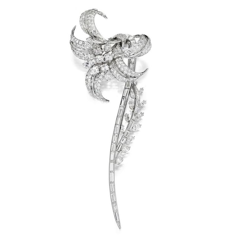 Platinum Diamond Lily Brooch
