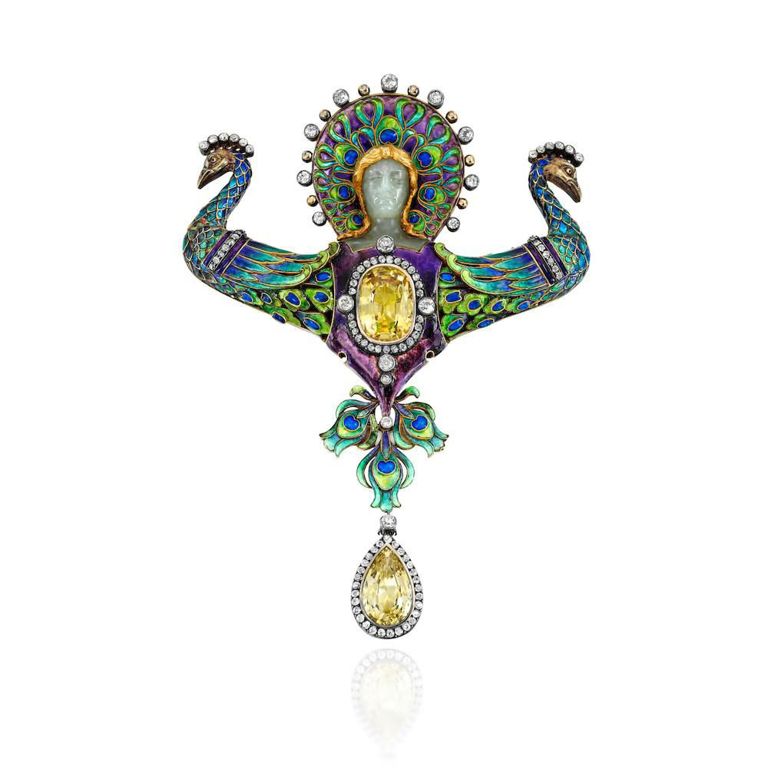 Jadeite, Sapphire and Diamond Pendant
