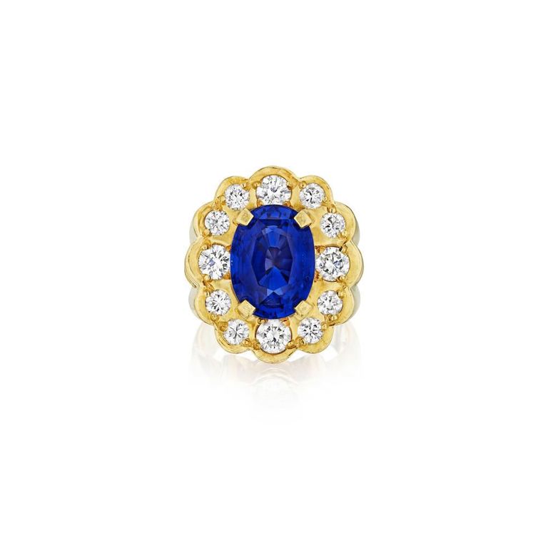 18k Gold Sapphire and Diamond Ring