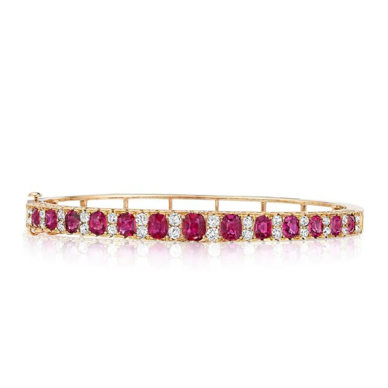 18k Gold Ruby and Diamond Bangle