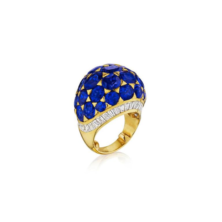 Sapphire and Diamond Bombé Ring