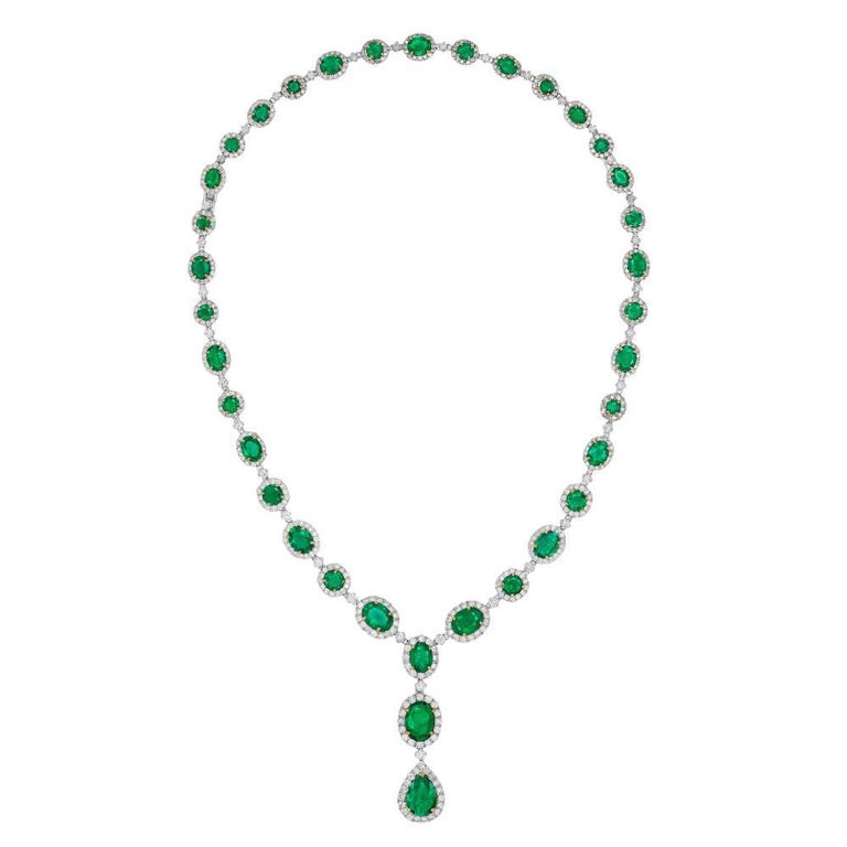 Emerald and Diamond Necklace/Bracelet Combination