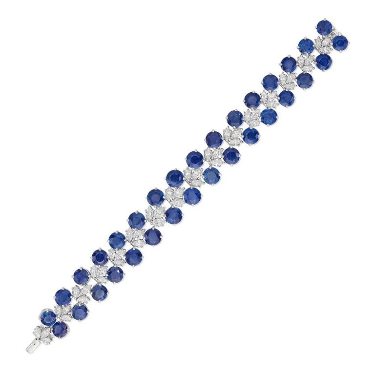 Platinum Sapphire and Diamond Bracelet