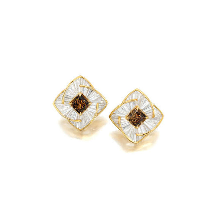18k Gold Colored Diamond Earclips
