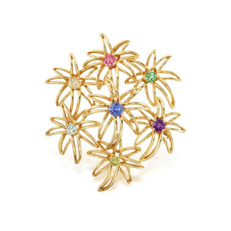 18k Gold Gem-Set "Fireworks" Brooch