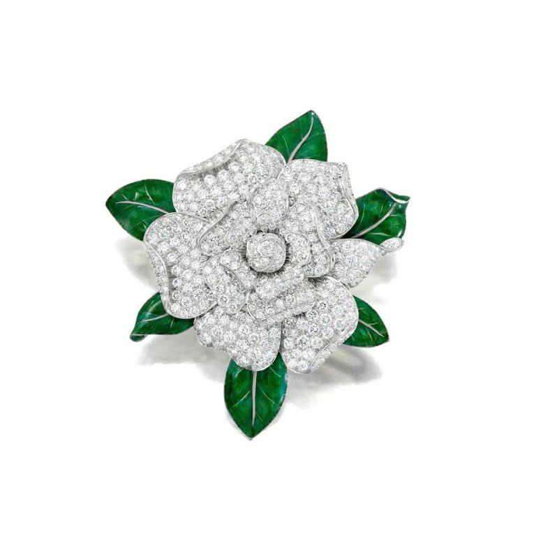 Diamond and Enamel Brooch