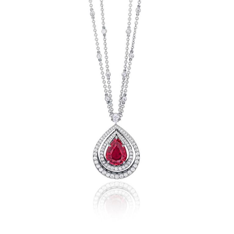 Platinum Ruby and Diamond Necklace