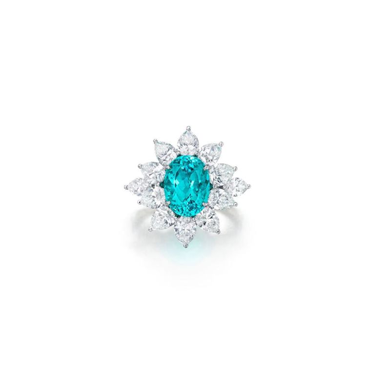Platinum Paraíba Tourmaline and Diamond Ring