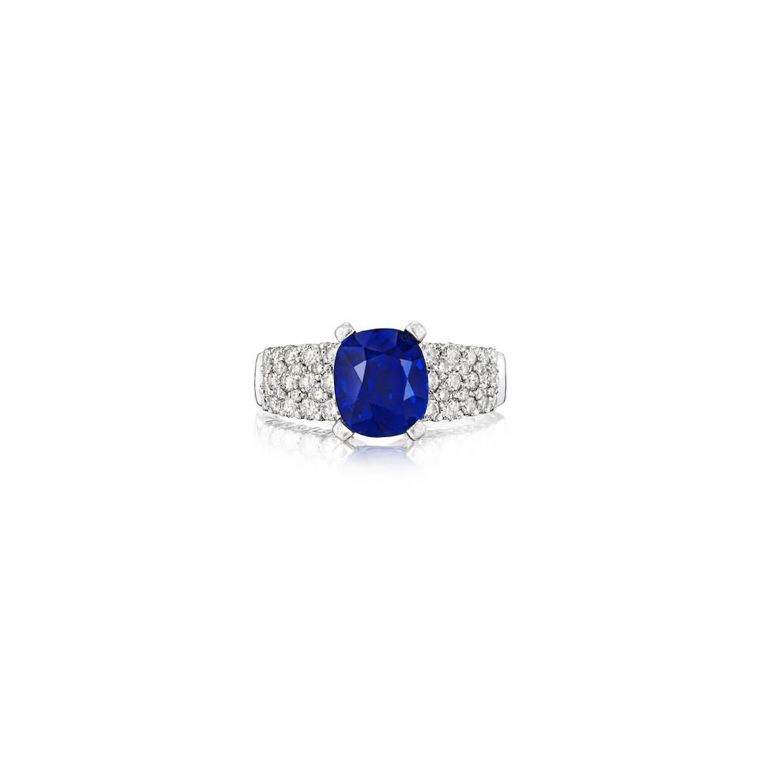 Platinum Kashmir Sapphire and Diamond Ring