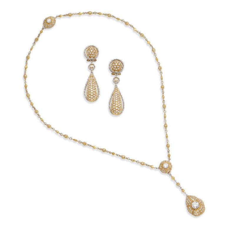 Diamond Pendant Necklace and Earclips
